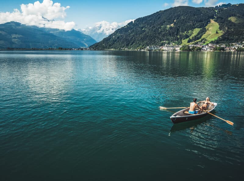 Couple on Lake Zell with boat