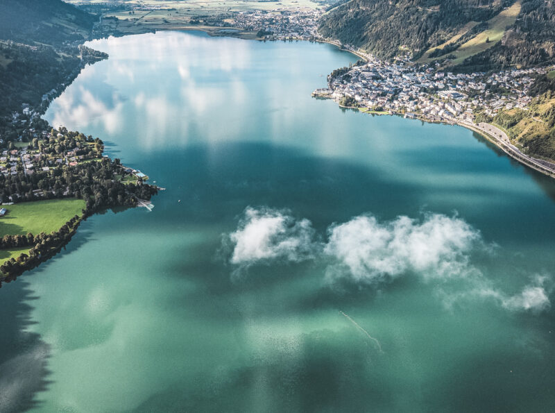 Amazing view from a hot air ballon of the area and the lake Zell