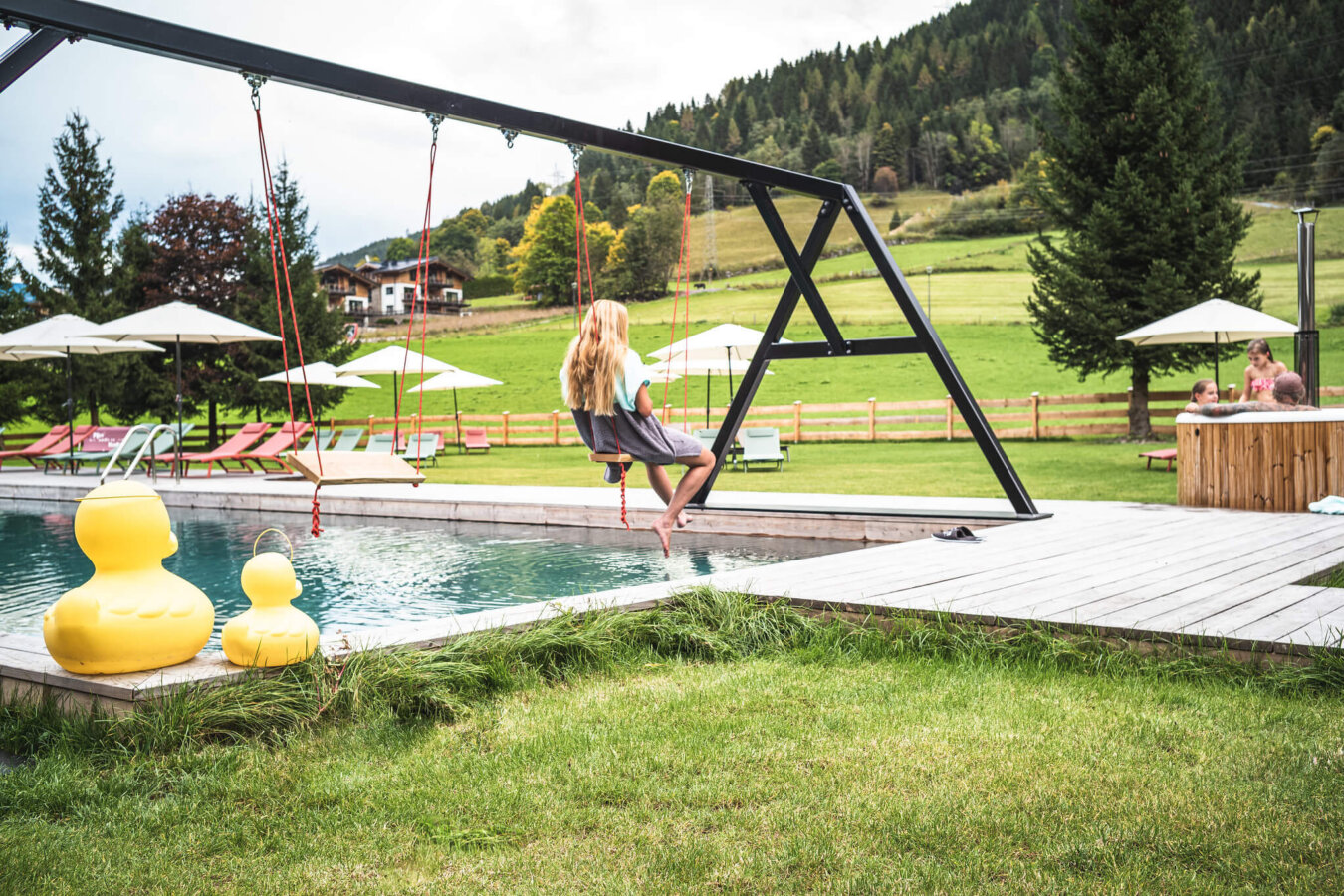 Schauke, Badeteich, Hot Tube, Badespaß garantiert, Badeurlaub in Kaprun